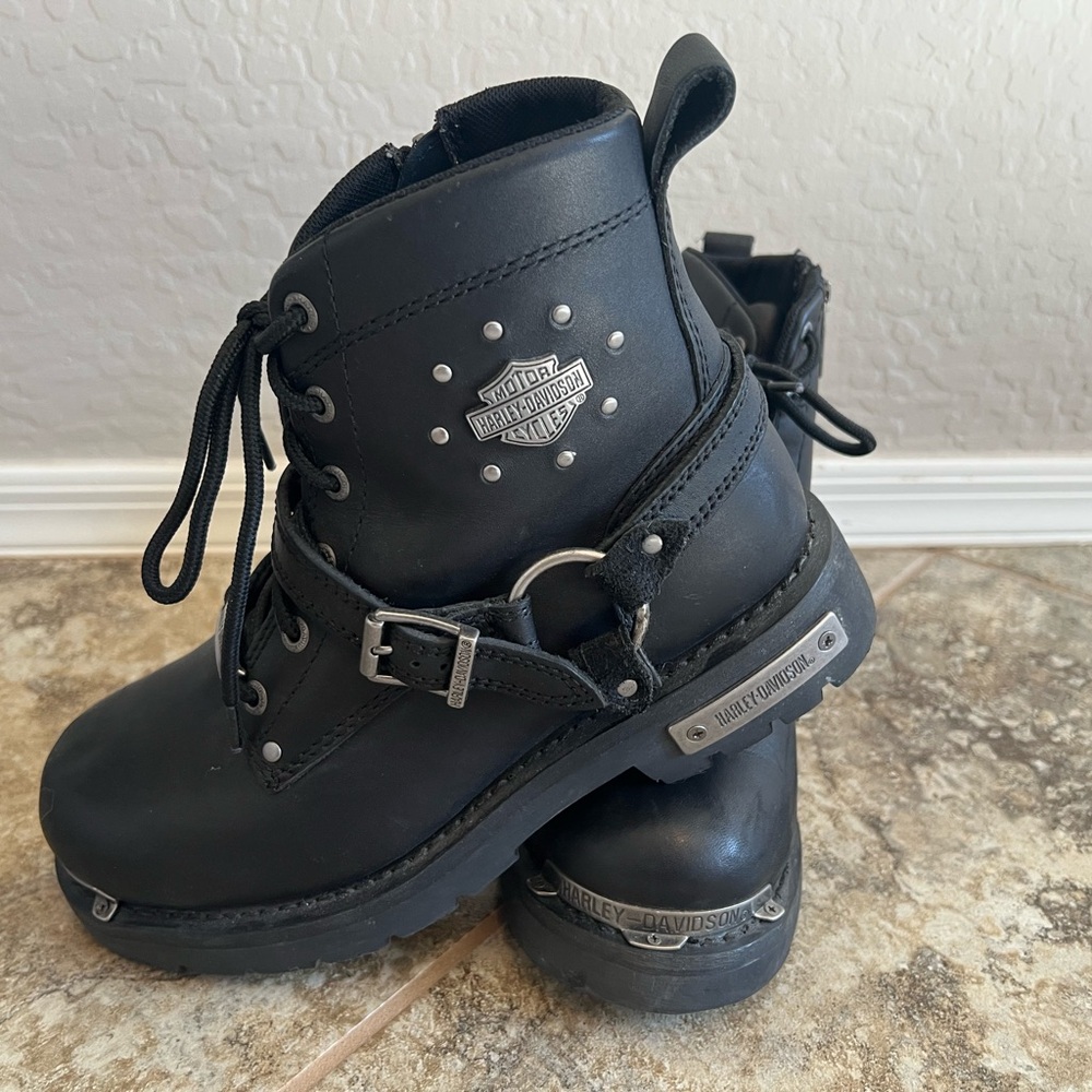 Harley-Davidson Black Leather Lace-Up Boots, Women’s